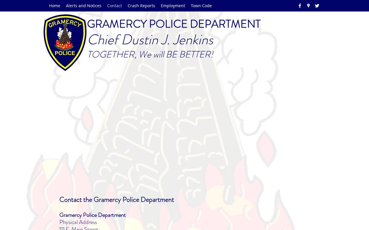 Official Gramercy Police Department contact page