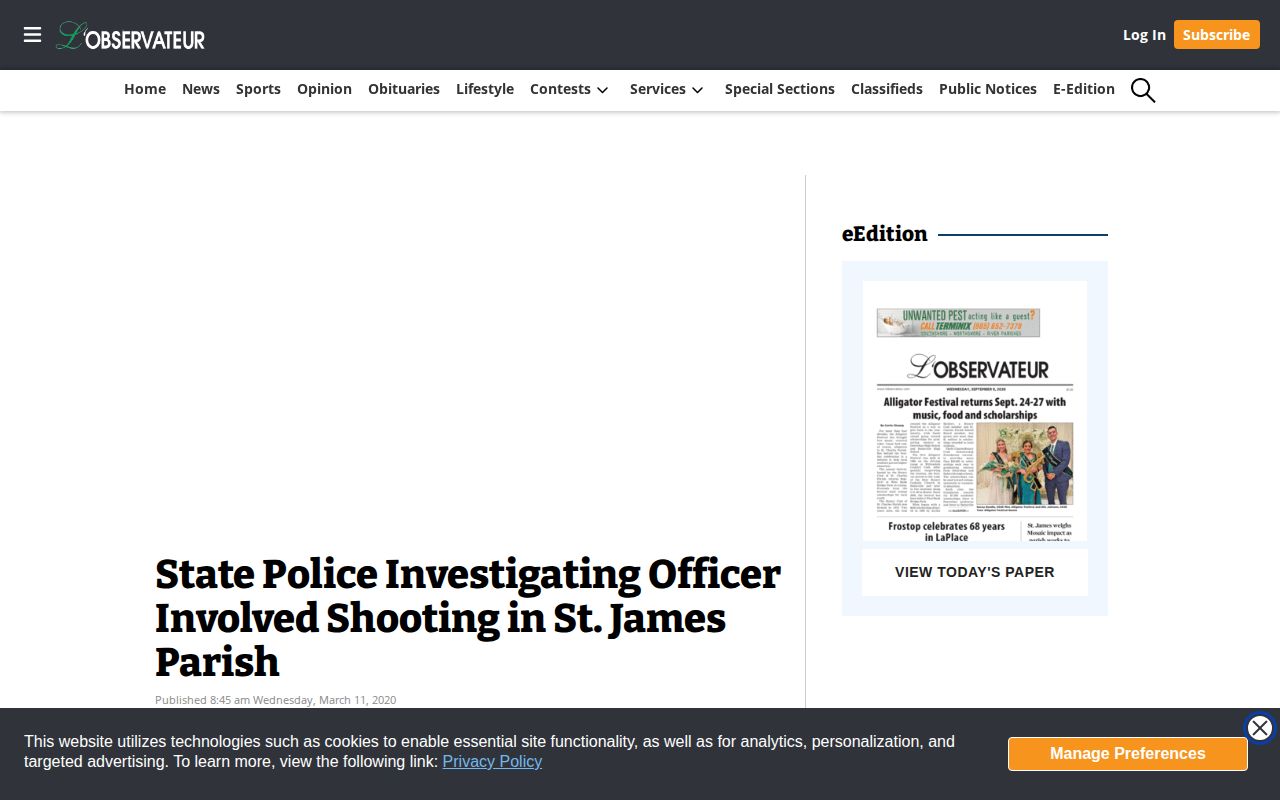 L'Observateur regional St. James Parish incident report